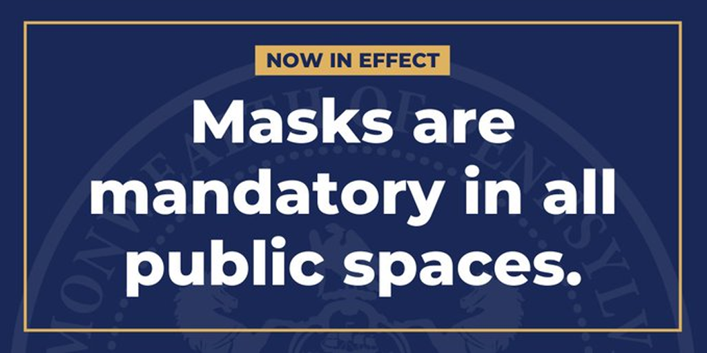 masks mandatory in all public spaces pennsylvania