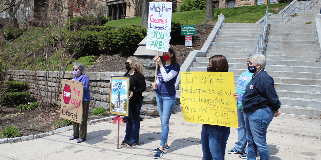 protest of Schuylkill County Commissioner george halcovage april 24 2021