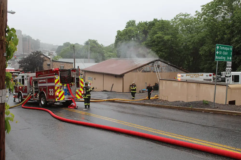 fire damages pottsville auto business