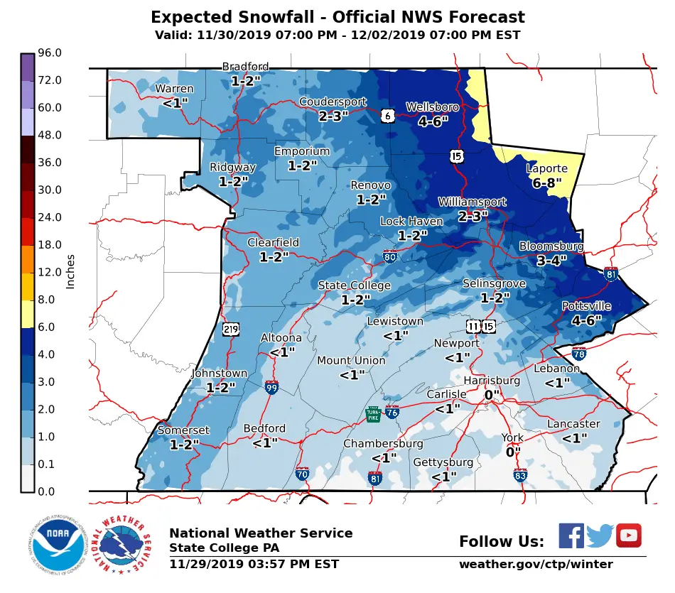 winter storm watch schuylkill county