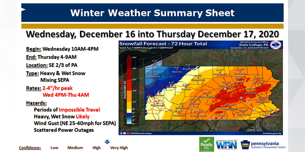 big snow totals final forecast schuylkill county pennsylvania december 16