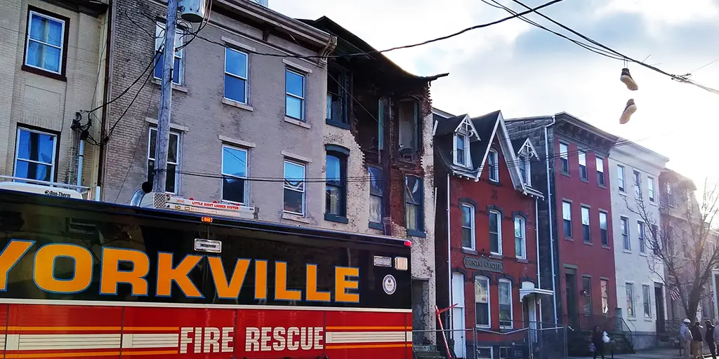 partial building collapse west market street pottsville