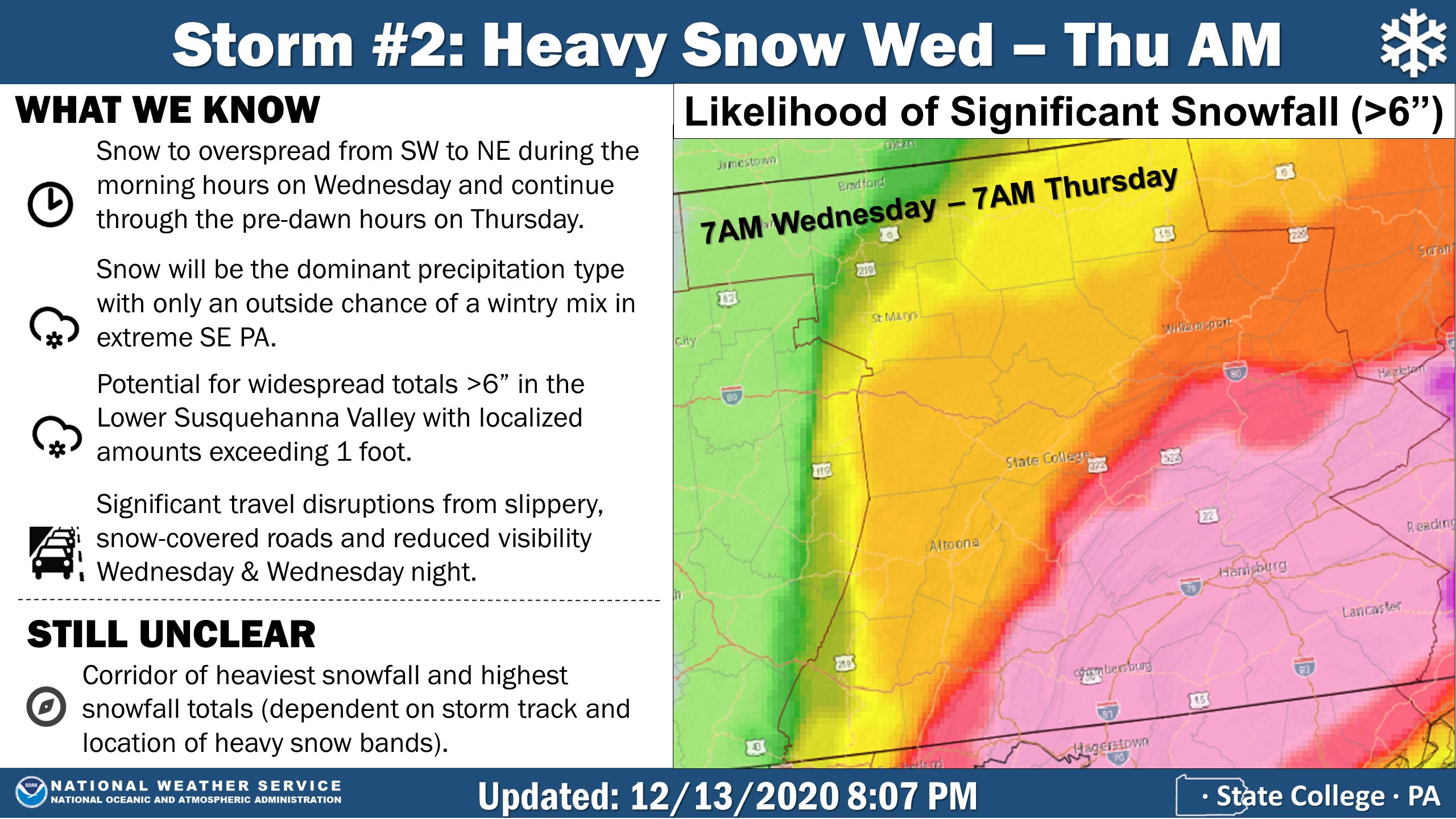 wednesday snow storm schuylkill county nws risk map