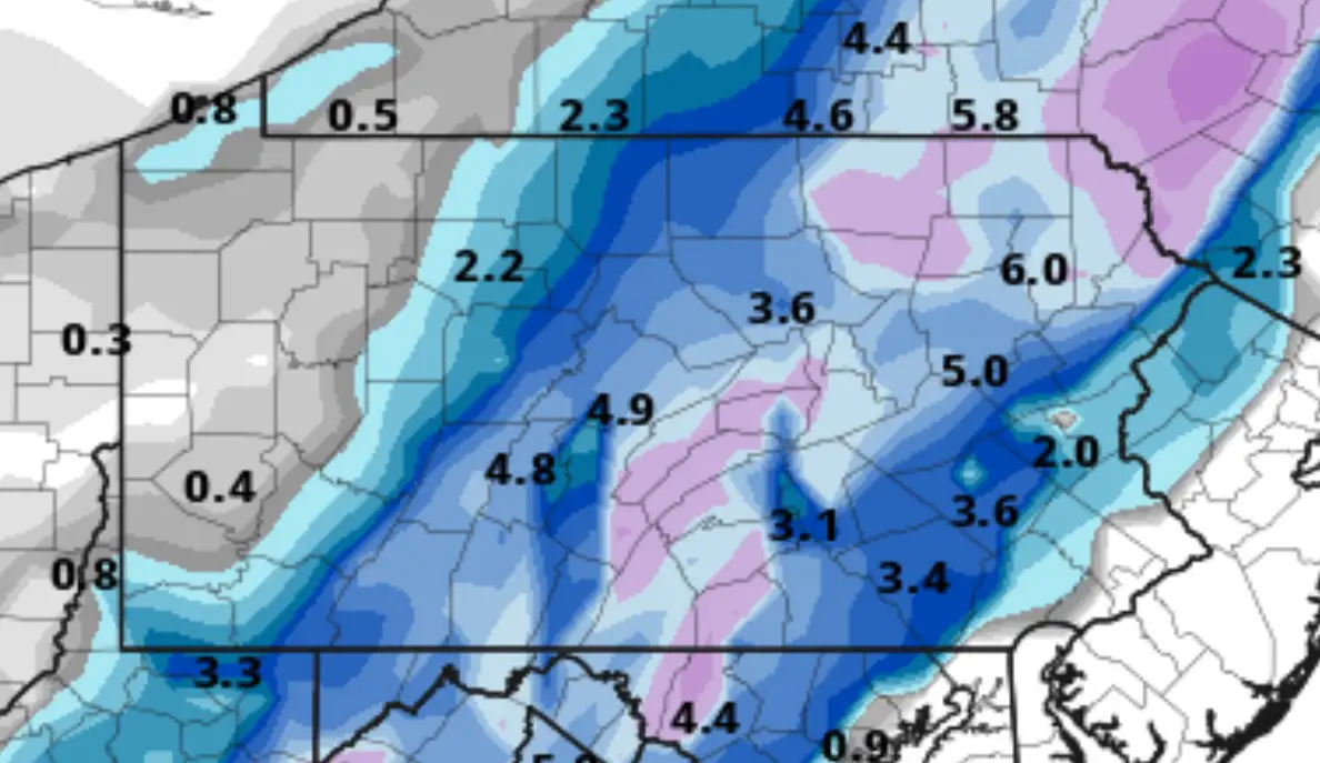 april 1 snow pennsylvania gfs model