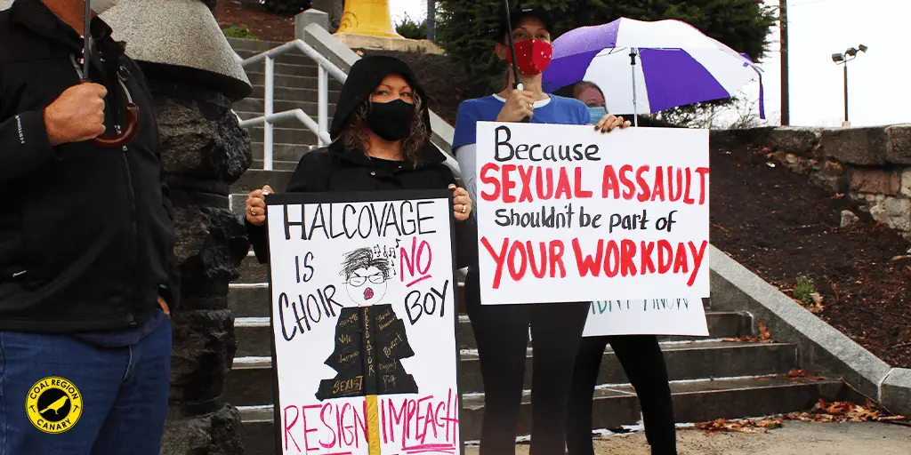 halcovage protest schuylkill county courthouse pottsville pa