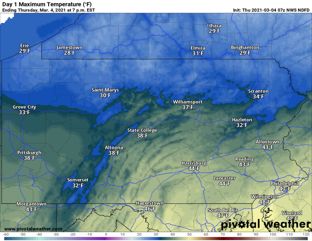 Schuylkill County Weather Forecast for March 4, 2021