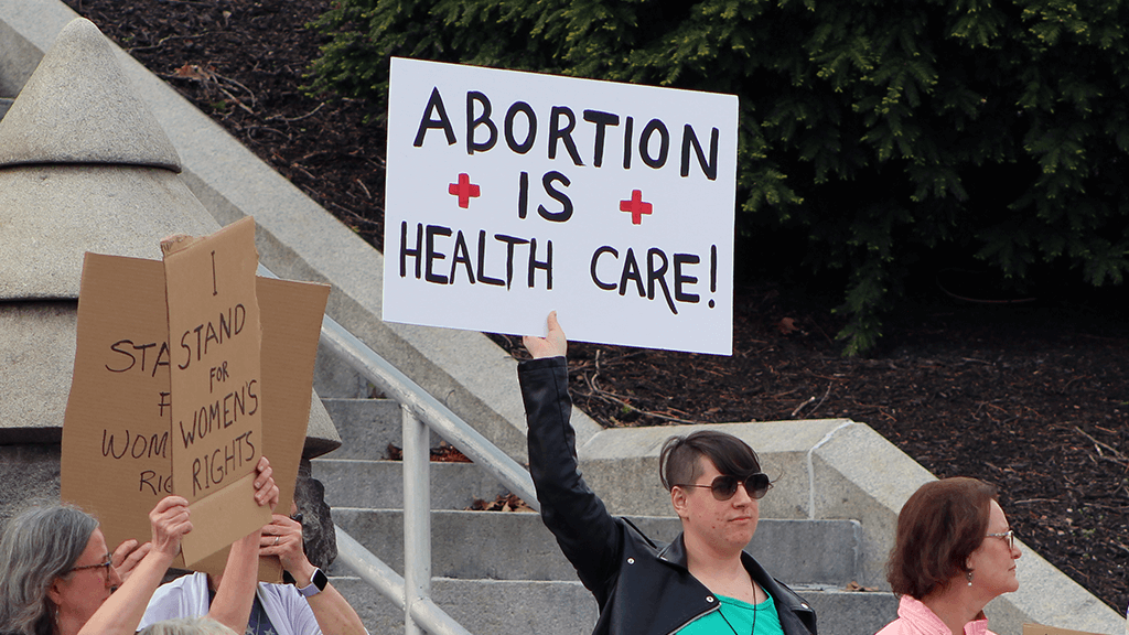 pro choice rally abortion is healthcare sign schuylkill county courthouse may 3 2022 (1)
