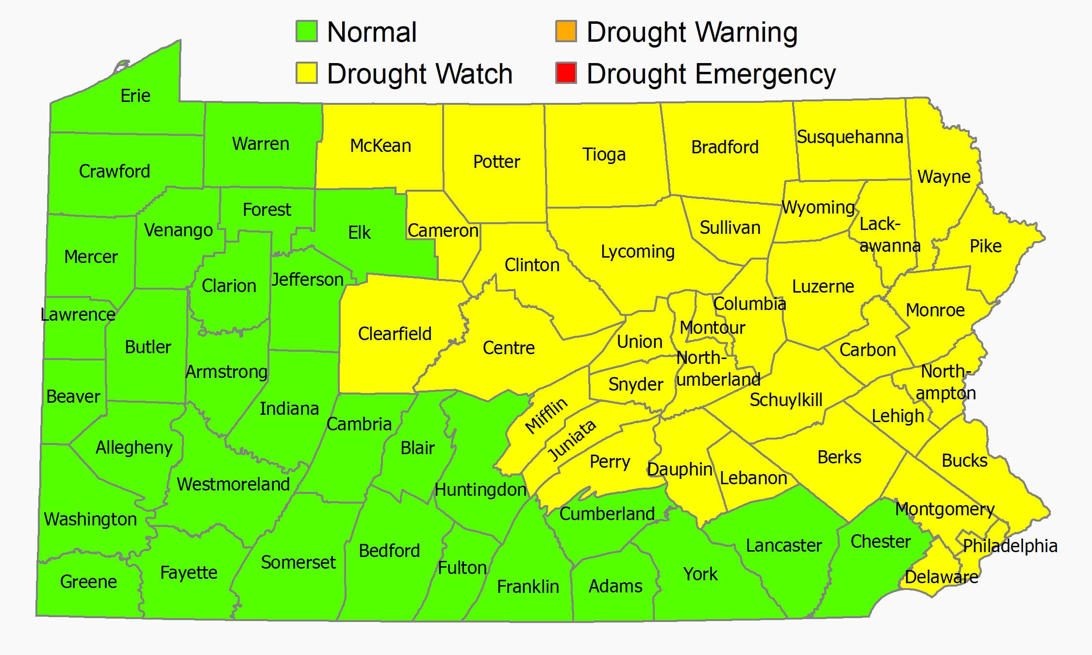 schuylkill county placed under drought watch