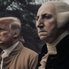 An AI image of Donald Trump standing with George Washington at Mt. Vernon.