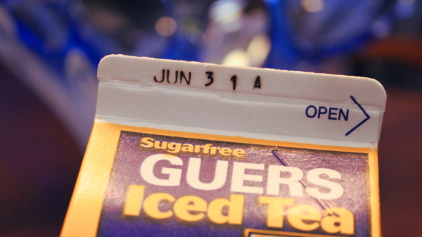 A Guers iced tea carton with June 31 as the expiration date.