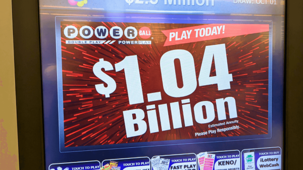 Monday's Powerball jackpot is now worth an estimated $1.04 billion.
